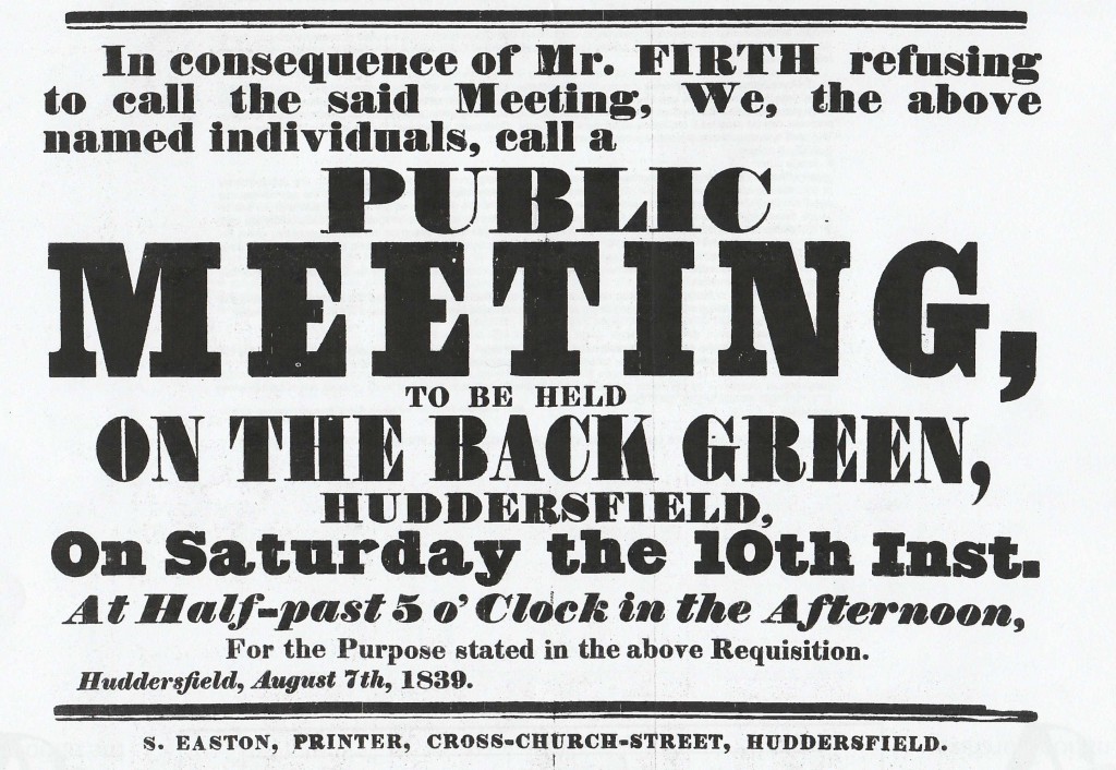 poster, Huddersfield, 1839